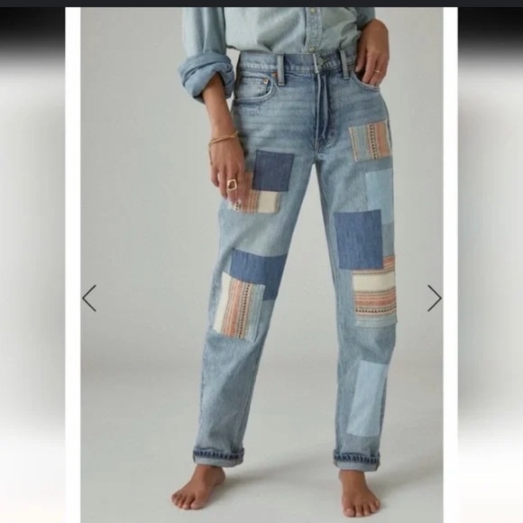 Lucky Brand Denim - Lucky Brand Legend Mid Rise Boy Relaxed Straight Leg Patchwork Jeans 4/27